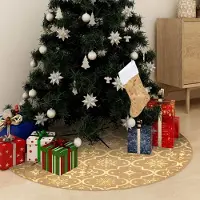 Prolenta Maison Exclusive - Luxe vloerkleed voor onder de kerstboom met sokken, geel, 90 cm