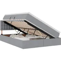 vidaXL Opbergbed met matras Lichtgrijs 140 x 200 cm fluweel