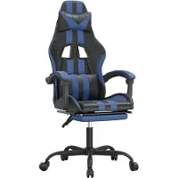 Syfax Gamestoel met voetensteun kunstleer zwart en blauw