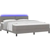 Syfax Boxspring bed met LED-stripverlichting Taupe 180 x 200 cm Stof