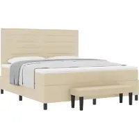 Syfax Boxspringbed met kussen met hoofdeinde Crème 180 x 200 cm Stof