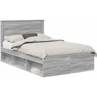 Syfax Bedframe Grijs Sonoma 120 x 190 cm Bewerkt hout