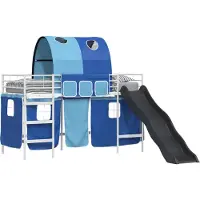 Syfax Bunkbed voor kinderen met gordijnen Wit en Blauw 75 x 190 cm