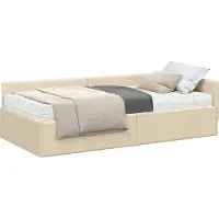 Syfax Hoekbedframe met Matras 2 st Crème 100 x 200 cm Stof