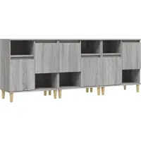 Syfax Dressoirs 3 st 60x35x70 cm bewerkt hout grijs sonoma eikenkleur