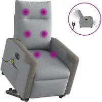 Syfax Sta-op-massagestoel elektrisch verstelbaar stof lichtgrijs