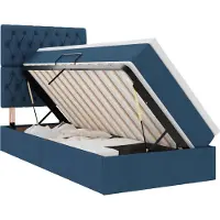 vidaXL Opslag bed met matras met hoofdeinde Blauw 90 x 190 cm Stof