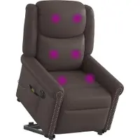 Syfax Sta-op-massagestoel elektrisch kunstleer glanzend bruin