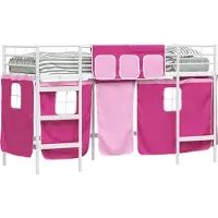Syfax Bunkbed voor kinderen met gordijnen Wit en Roze 90 x 190 cm