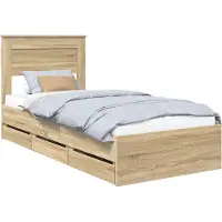 Syfax Bedframe met lade Sonoma Eiken 75 x 190 cm Ingenieurshout