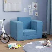 Prolenta Maison Exclusive - Kinderslaapbank, blauw, zachte pluche stof