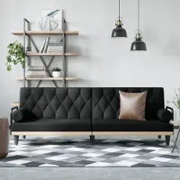 Prolenta Maison Exclusive - Slaapbank met armleuningen, zwart, stoffen bekleding