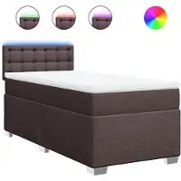 vidaXL Boxspring met matras stof donkerbruin 80x200 cm
