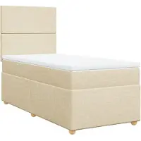 vidaXL Boxspring met matras stof crèmekleurig 80x200 cm