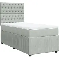 vidaXL Boxspring met matras fluweel lichtgrijs 90x190 cm