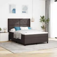 Prolenta Maison Exclusive - LED boxspringbed met hoofdeinde, donkerbruin, 160 x 200 cm, gestoffeerd
