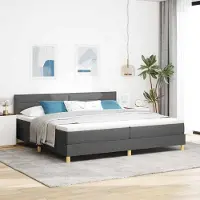 Prolenta Maison Exclusive - LED boxspringbed met hoofdeinde, donkergrijs, 200 x 200 cm, gestoffeerd