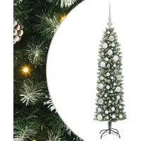 Syfax Kunstmatige slanke kerstboom met 150 LED Groen en Wit 120 cm