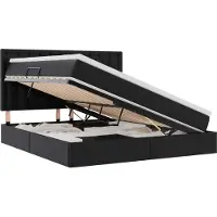 vidaXL Opbergbed met LED met hoofdeinde Zwart 160 x 200 cm Kunstleer