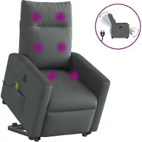 Syfax Sta-op-massagestoel elektrisch verstelbaar stof donkergrijs