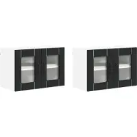 vidaXL Wandkast met glazen deuren, model LUCCA, 2 stuks, zwart, van houtvezel