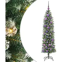 Syfax Kunstmatige slanke kerstboom met 150 LED Groen en Wit 150 cm