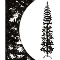 Syfax Kunstkerstboom half met standaard smal 210 cm zwart
