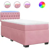 vidaXL Boxspring met matras fluweel roze 100x200 cm