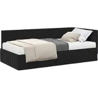 Syfax Hoekbedframe met Matras 2 st Zwart 90 x 200 cm Fluweel