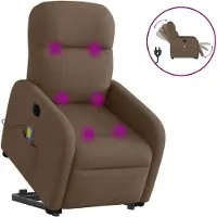 Syfax Sta-op-massagestoel elektrisch verstelbaar stof bruin