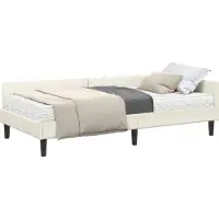 Syfax Hoekbedframe met Matras 2 st Crème 80 x 200 cm Fluweel