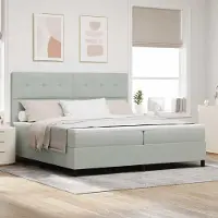 Prolenta Maison Exclusive - LED boxspringbed met hoofdeinde, lichtgrijs, 200 x 200 cm, fluweel