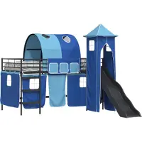 Syfax Stapelbed voor kinderen Effen Zwart en Blauw 90 x 200 cm Metaal