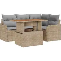 vidaXL Tuinbank Set 5 st 4-Aantal zitplaatsen Beige en Lichtgrijs