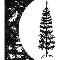 Syfax Kunstkerstboom half met standaard smal 120 cm zwart
