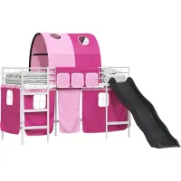 Syfax Bunkbed voor kinderen met gordijnen Wit en Roze 75 x 190 cm