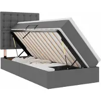 Syfax Opslag bed met matras met opslag Donkergrijs 90 x 200 cm Stof