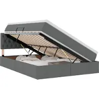 vidaXL LED opbergbed met matras Donkergrijs 140 x 190 cm Stof