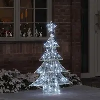 Prolenta Maison Exclusive - Kerstboom met 100 LED's, koud wit licht, 120 cm, acryl