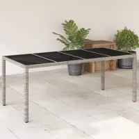 Prolenta Maison Exclusive - Tuintafel met glazen blad, lichtgrijs, 190x90x75 cm, polyrotan