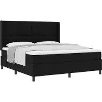 vidaXL Boxspring bed met kussen met hoofdeinde Zwart 200 x 180 cm Stof