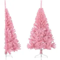 Syfax Kunstkerstboom met standaard half 120 cm PVC roze