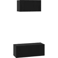 Syfax Tv-meubelset Wandgemonteerd 2 pcs Zwart Eiken Bewerkt hout