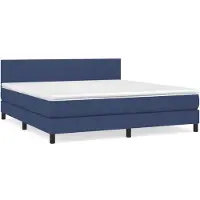 vidaXL Boxspring met matras stof blauw 180x200 cm