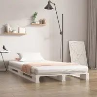 Prolenta Maison Exclusive - Palletbed, wit, 90x200 cm, massief grenenhout