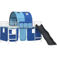 Syfax Bunkbed voor kinderen met gordijnen Wit en Blauw 100 x 200 cm