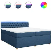vidaXL Boxspring met matras stof blauw 200x200 cm