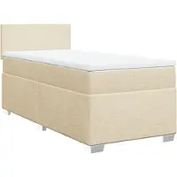 vidaXL Boxspring met matras stof crèmekleurig 100x200 cm