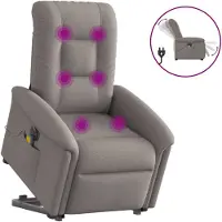 Syfax Sta-op-massagestoel elektrisch verstelbaar stof taupe