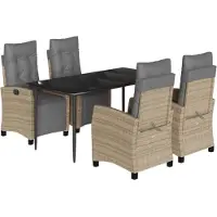 vidaXL 5-delige Tuinset met kussens poly rattan gemengd beige